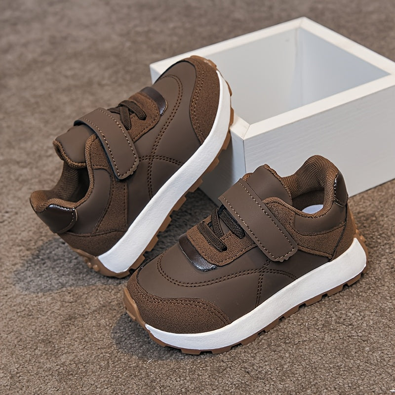 Zapatillas Deportivas Casuales para Niños en Color Marrón con Cierre de Contacto y Suela Antideslizante (Solo Talla 25, 27 y 30)