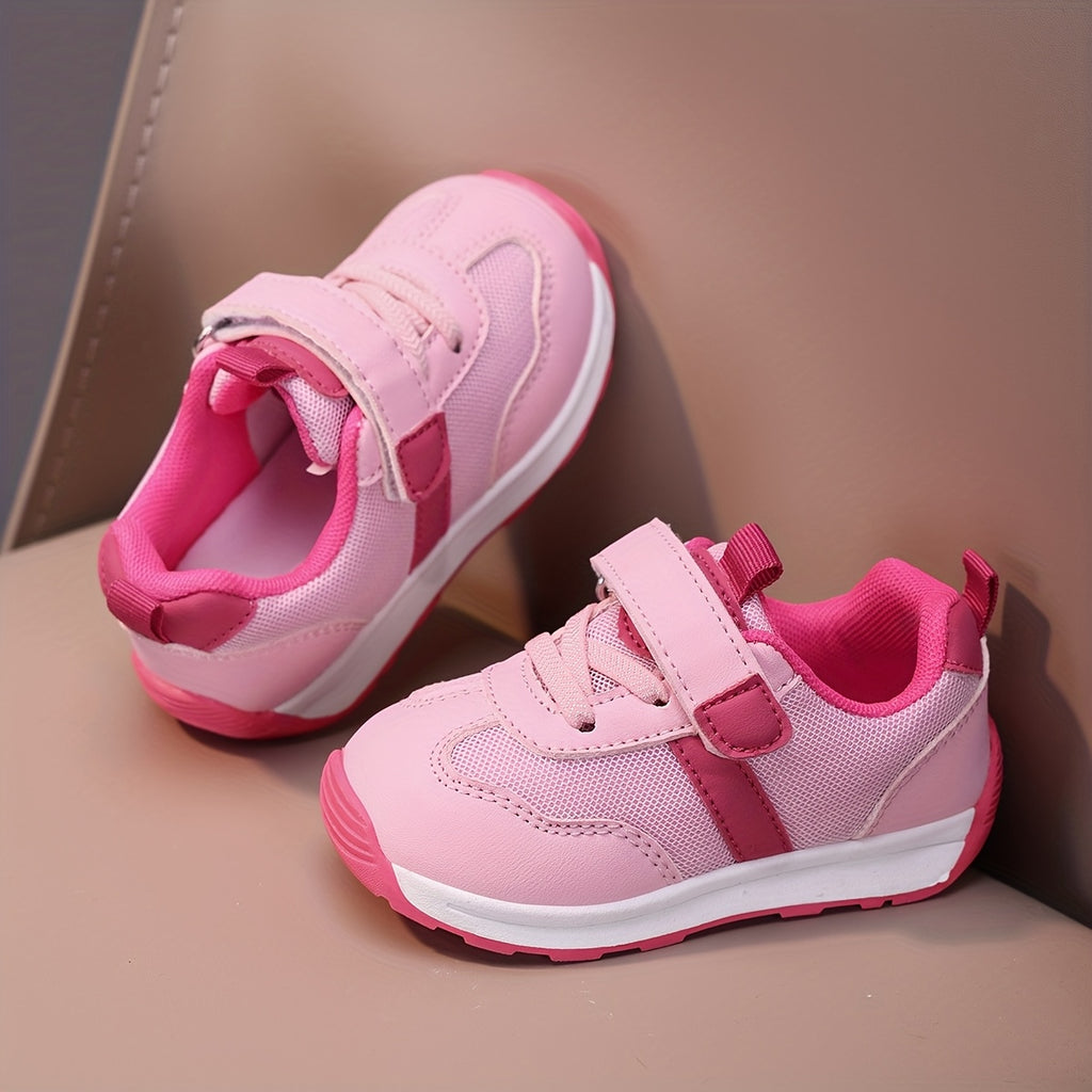 Zapatillas Deportivas de Malla Transpirable para Bebés y Niños Pequeños en Color Rosa con Cierre de Contacto y Suela Antideslizante (Ideales para Primeros Pasos) (Talla 20 - 25)