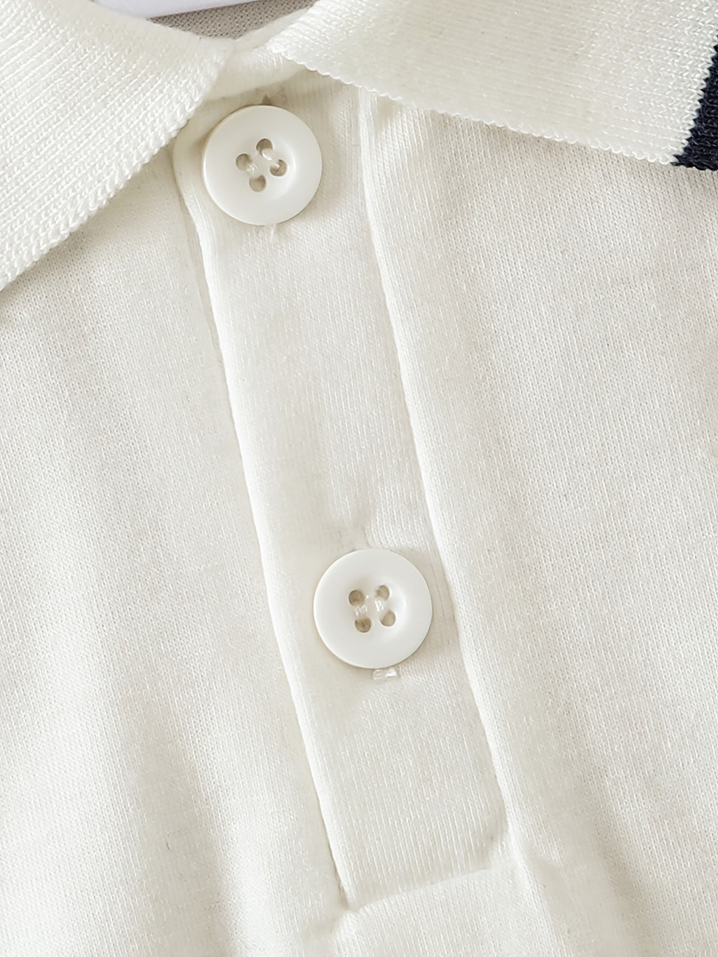 Conjunto de 2 Piezas para Bebé Niño con Pelele de Manga Larga Tipo Polo y Pantalón Largo en Color Blanco y Azul Marino (Traje Formal y Casual de Otoño/Invierno) (0M - 12M)