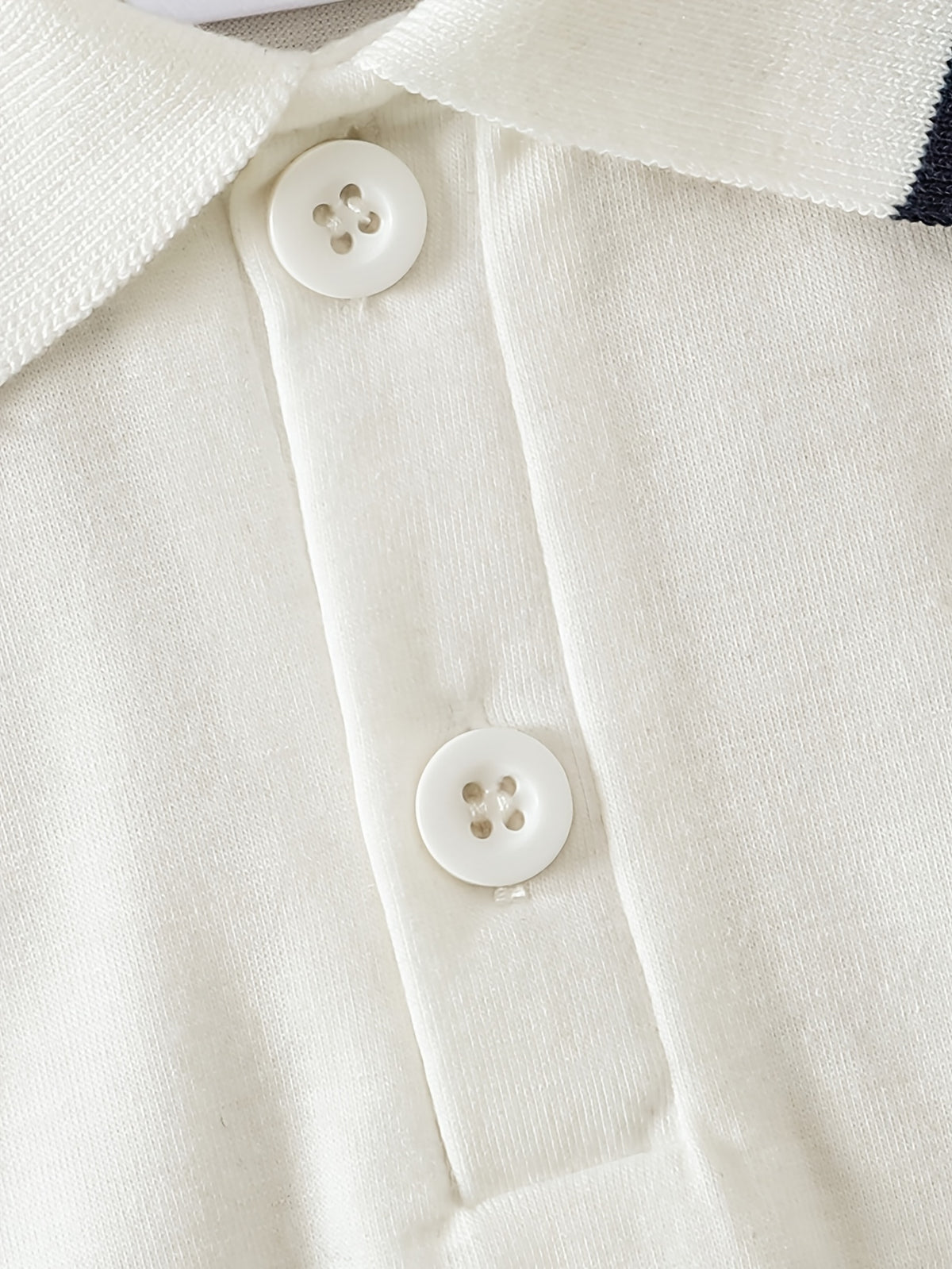 Conjunto de 2 Piezas para Bebé Niño con Pelele de Manga Larga Tipo Polo y Pantalón Largo en Color Blanco y Azul Marino (Traje Formal y Casual de Otoño/Invierno) (0M - 12M)