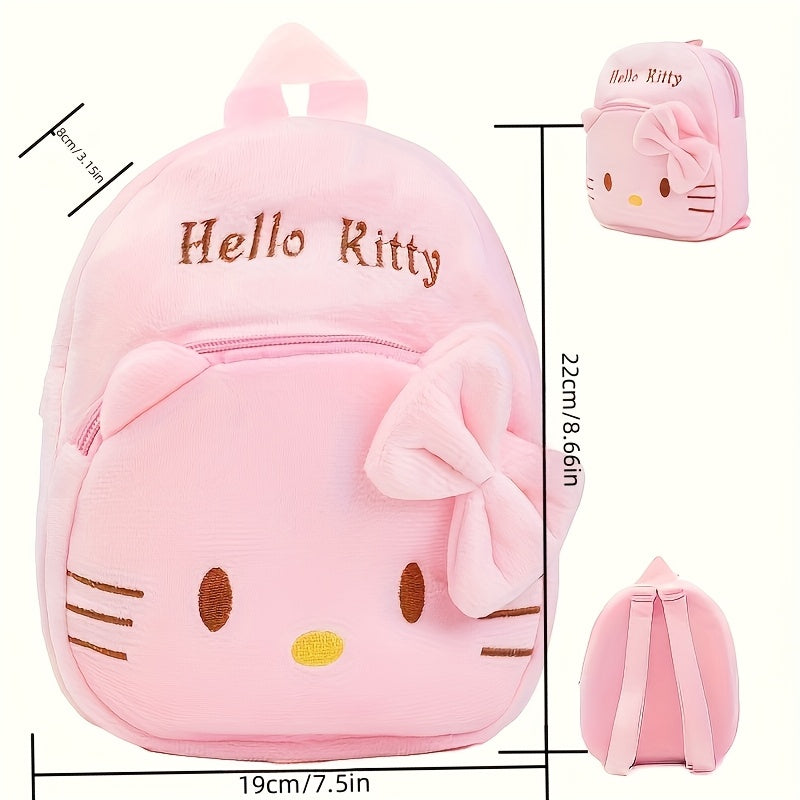 Mochila Escolar Kawaii Sanrio Hello Kitty en Color Rojo y Blanco con Lazo En Relieve y Cierre de Cremallera (Estilo Adorable y Ligero)