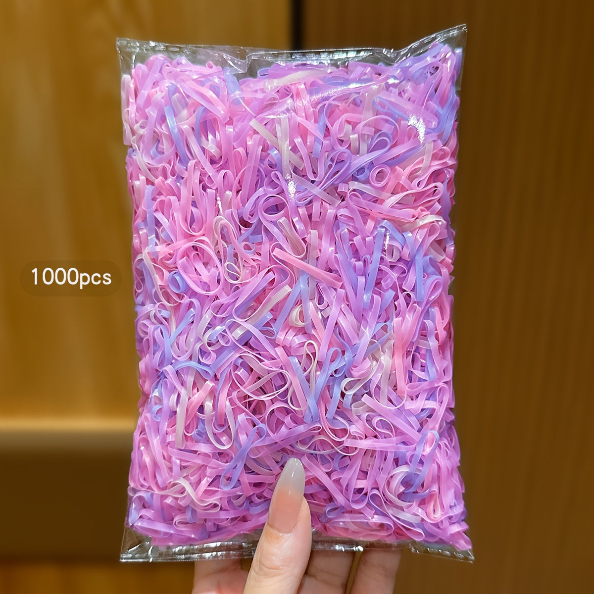 Paquete de 1,000 Ligas Pequeñas Desechables para el Cabello en Tonos Pastel (Rosa y Lila)