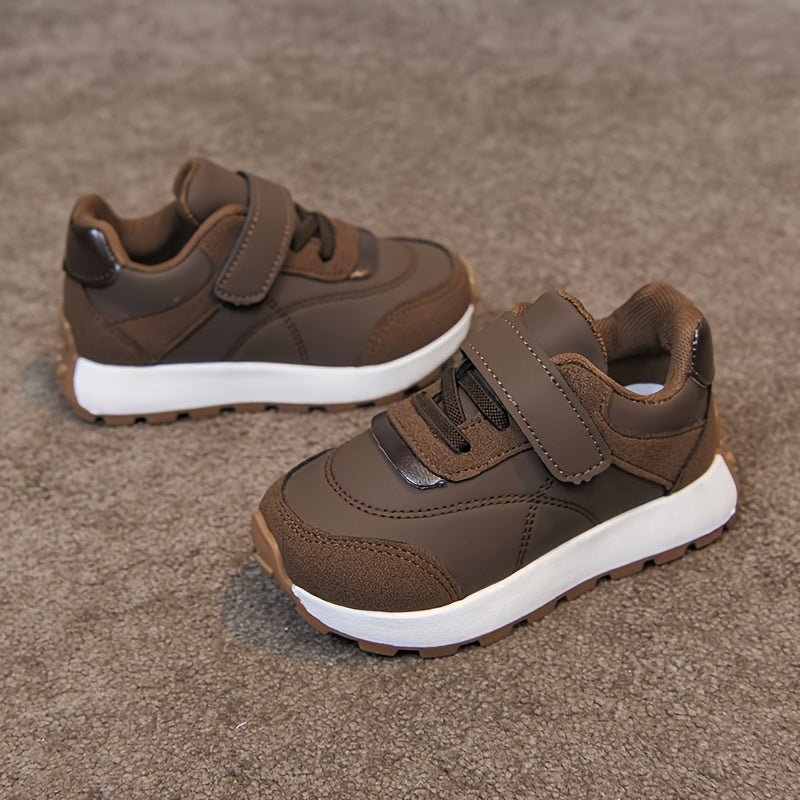 Zapatillas Deportivas Casuales para Niños en Color Marrón con Cierre de Contacto y Suela Antideslizante (Solo Talla 25, 27 y 30)
