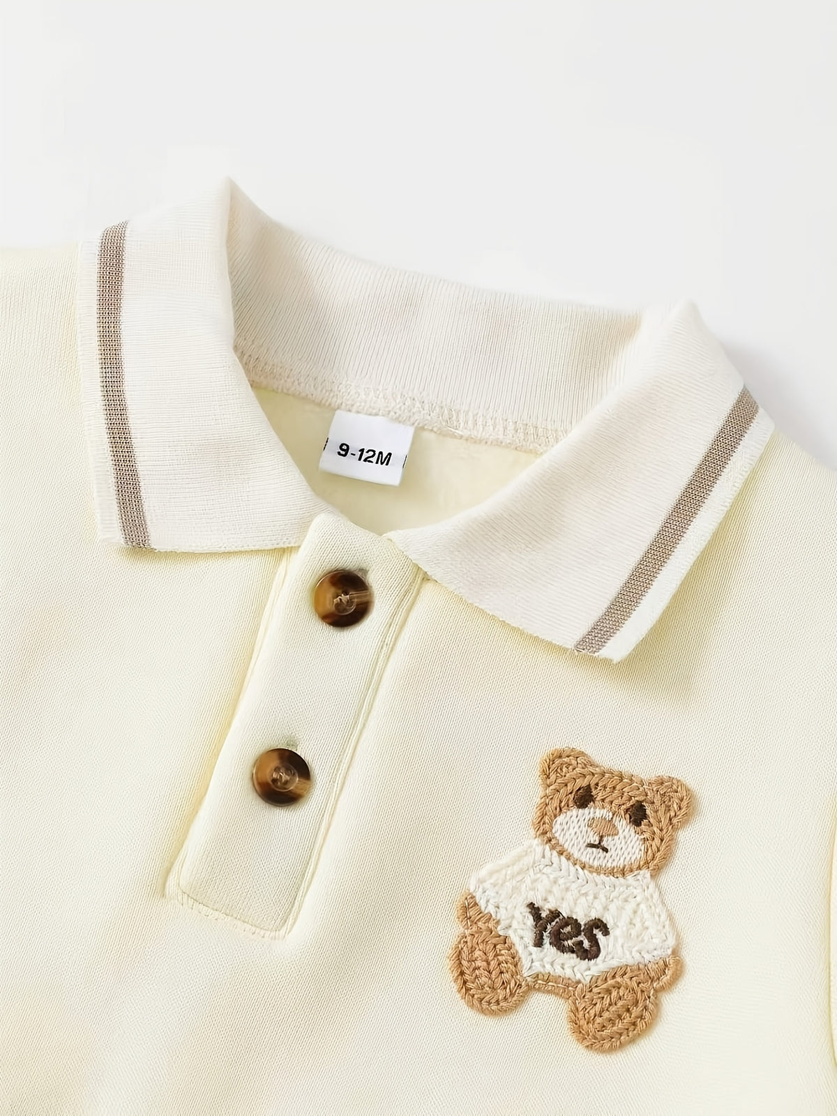 Conjunto de 2 Piezas "Preppy Bear" para Niño – Sudadera Polo con Parche de Oso y Pantalón de Pana (Otoño/Invierno)(6M - 3Y)