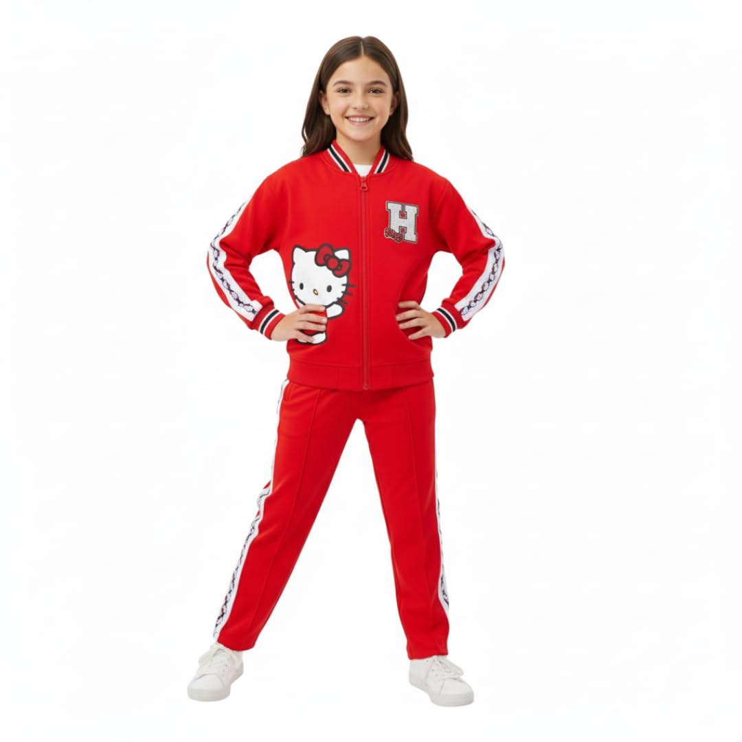 Conjunto Hello Kitty para Niña – Chaqueta con Cremallera y Pantalones