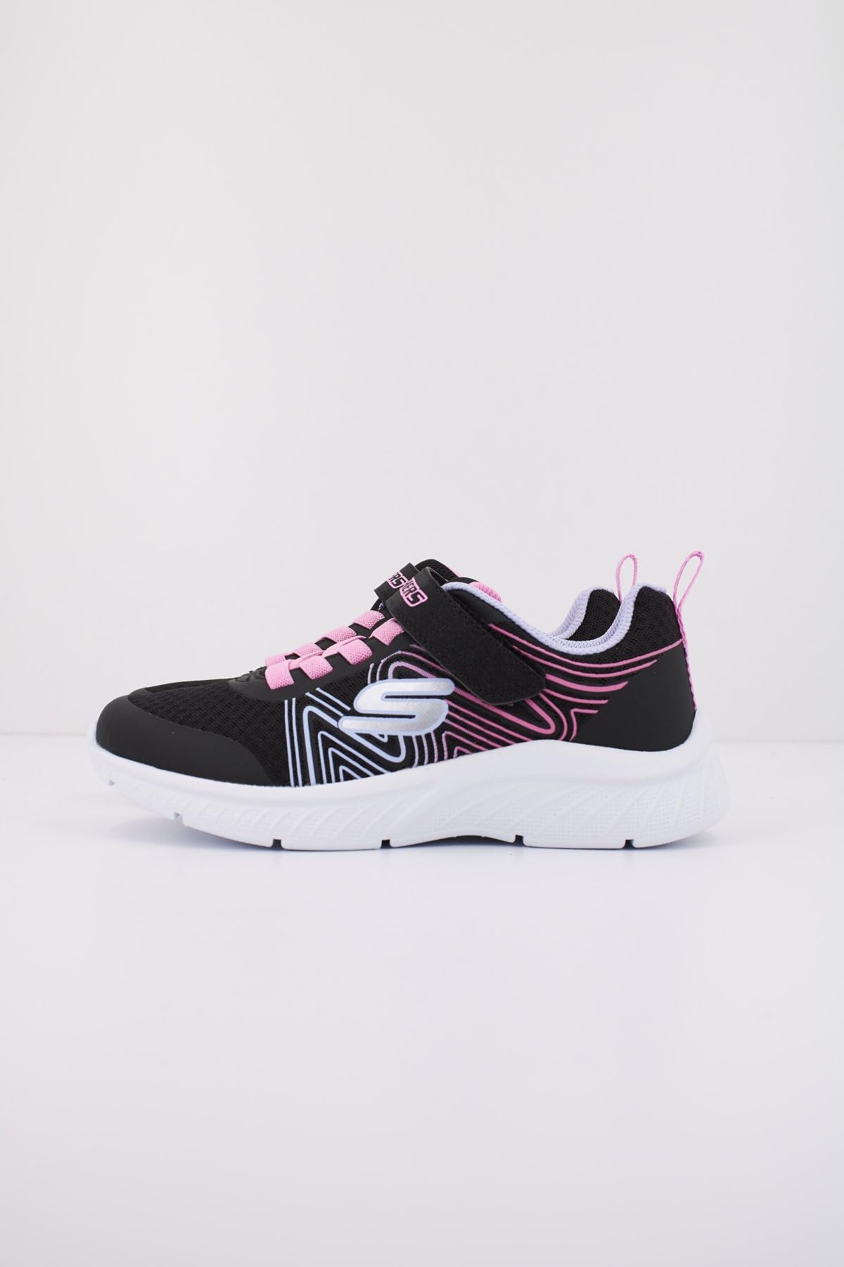 Skechers - Tenis Deportivos Girls' Microspec Advance con Cierre Adaptable y Lavables para Niña (Negro/Fucsia) (Talla 27 - 36)