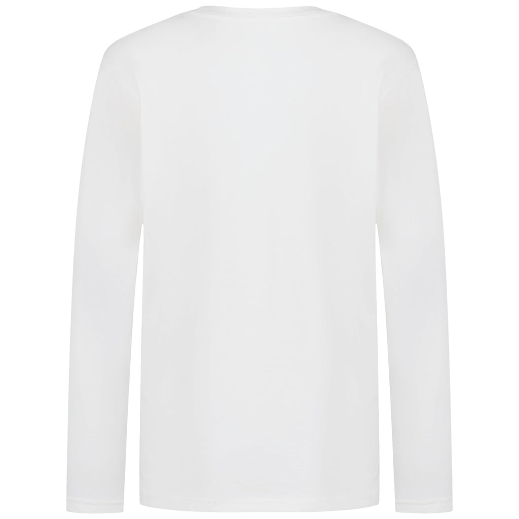Tommy Hilfiger | Camiseta Niño Manga Larga Global Stripe Tricolor Marino Rojo Logo Puño 100% Algodón Blanco (8-16T)