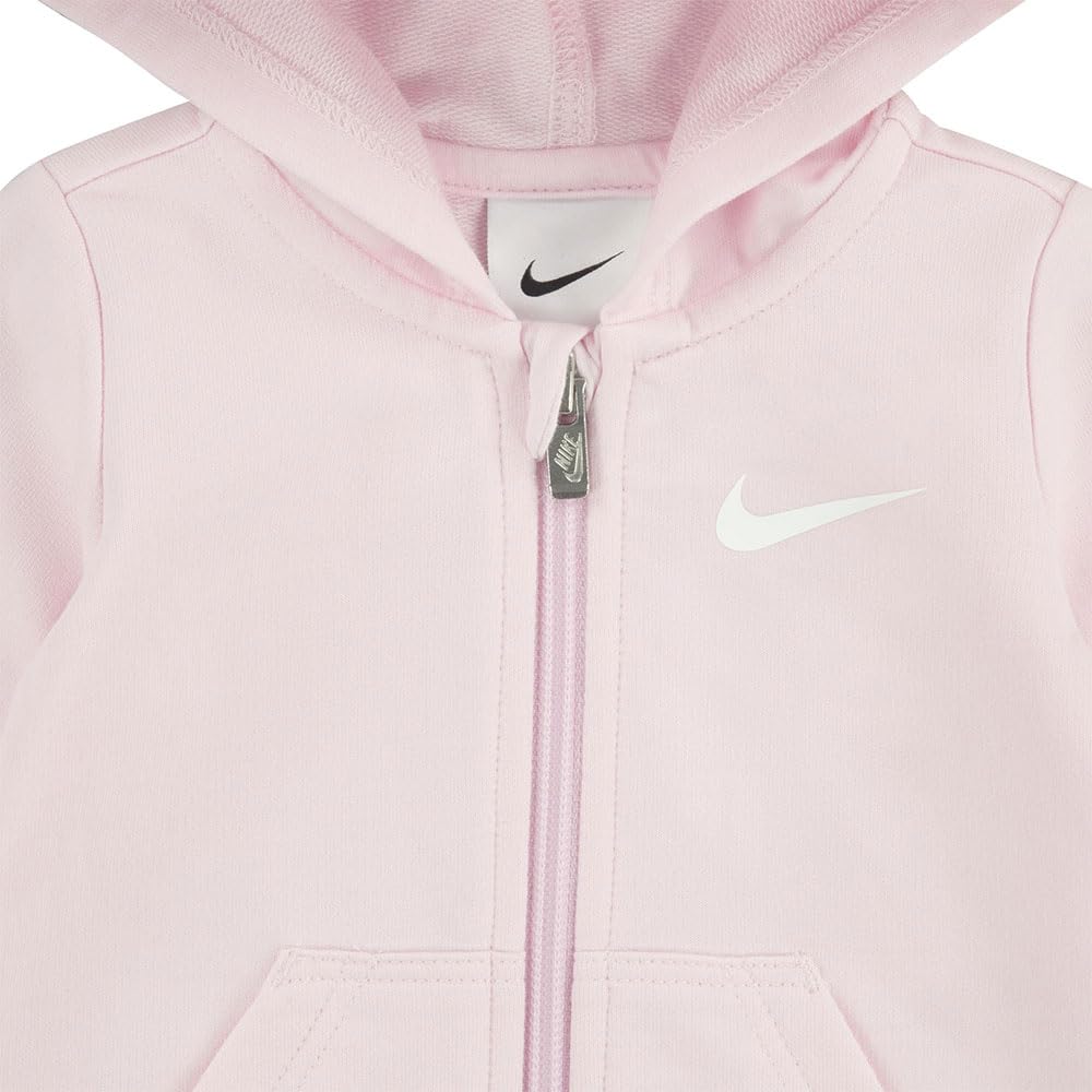 Mono con Capucha y Cremallera Nike Essentials | Rizo Francés | Rosa Palo | Bebé/Niña (0M - 24M)