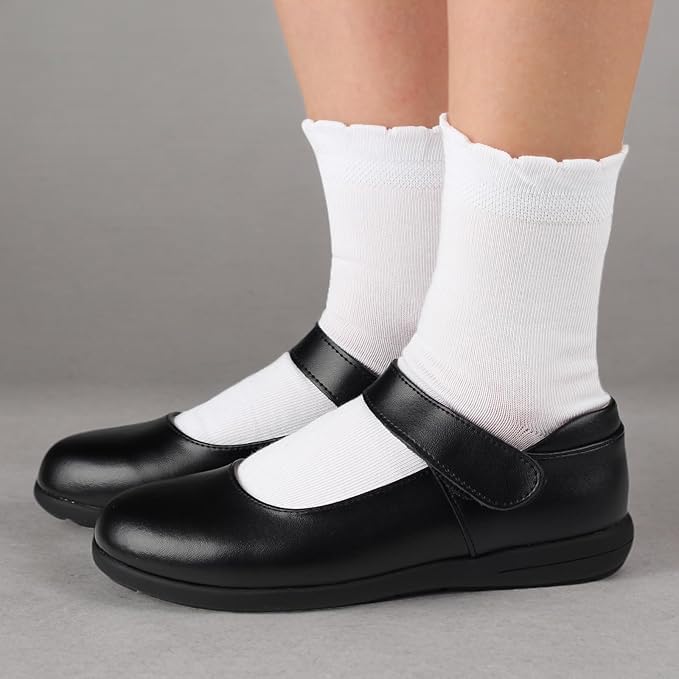 Cotton Day | Calcetines Niña Pack 5 Pares Festoneados Scallop Top Elegantes Blanco Algodón Peinado Oeko-Tex Puntera Sin Costuras (2 - 12T)