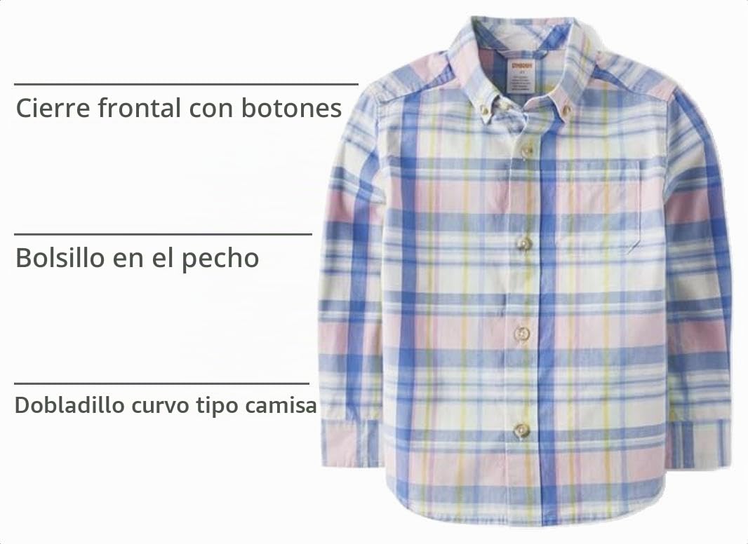 Gymboree Camisa de Cuadros Madras Manga Larga (12-18M, 18-24M, 2T, y 12T)