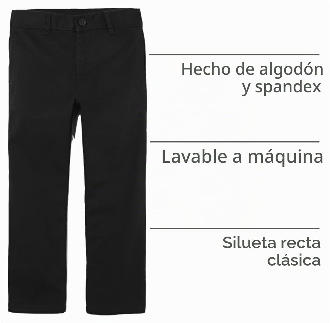 The Children's Place | Pantalón Chino Elástico Slim Negro Niño  (4T - 16T)