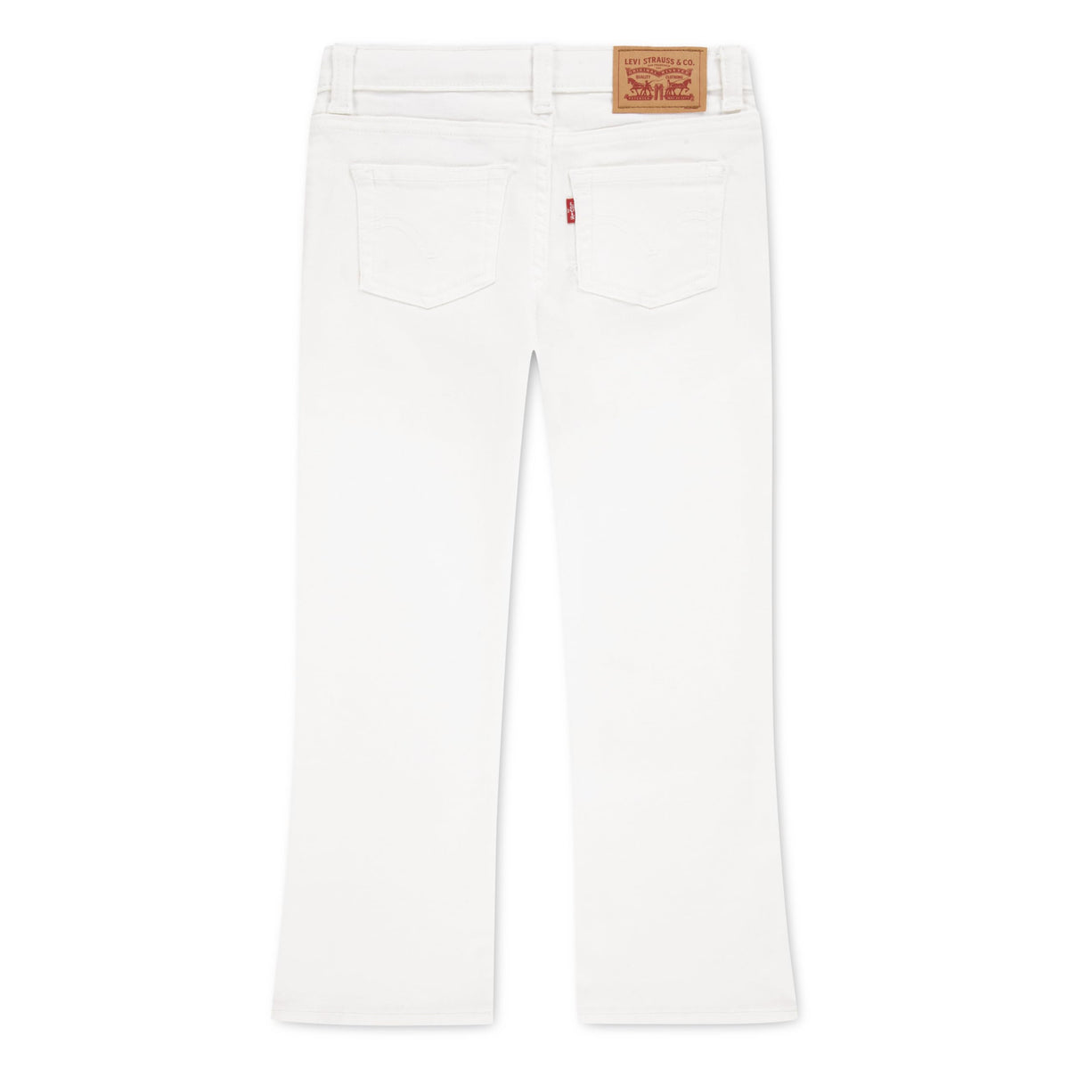 Jean Bootcut Tiro Alto Levi's | Blanco Puro + Parche Cuero Completo + Cintura Ajustable | Niña (4T - 16T)