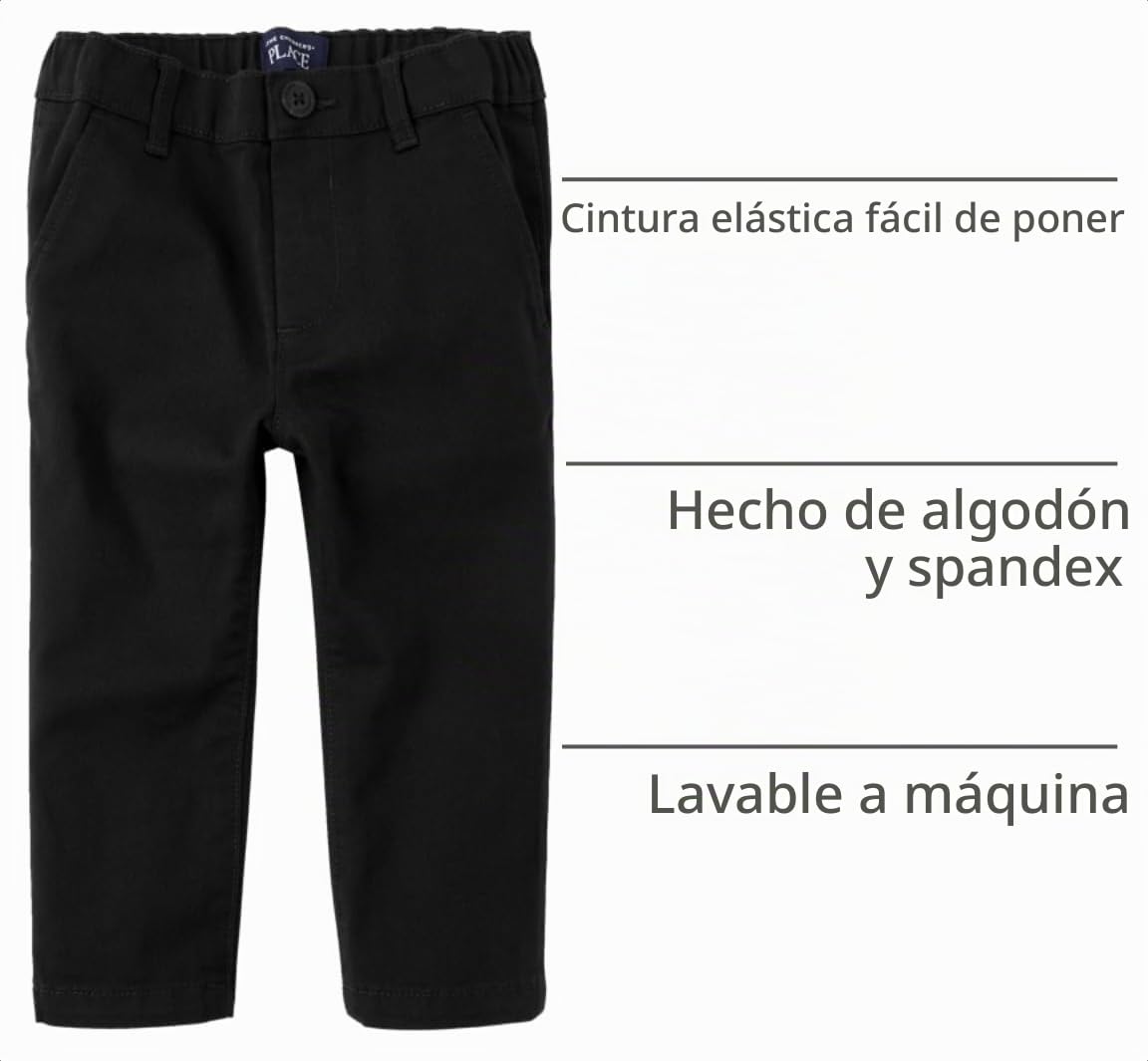 The Children's Place | Pantalón Chino Elástico Ajustado Negro Bebé Niño (6M - 5T)