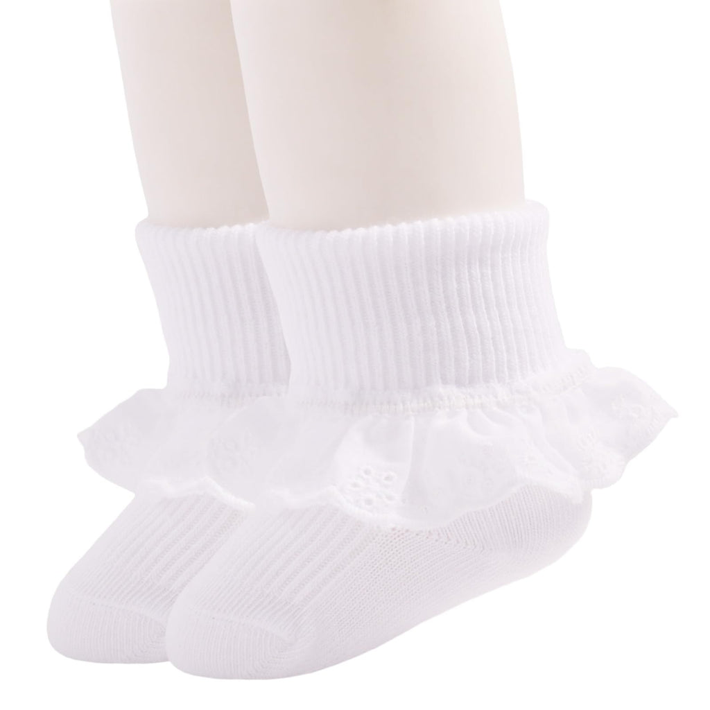 Calcetines Bebé Niña Pack 3 Algodón Puño Canalé Alto Volante Tul Blanco Bautizo Ocasión