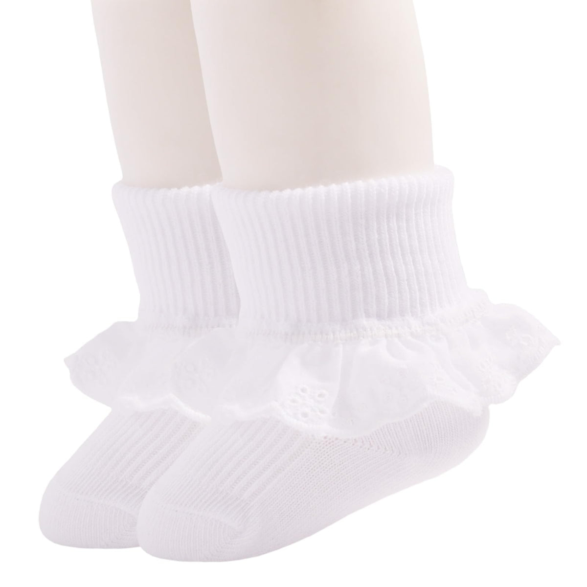 Calcetines Bebé Niña Pack 3 Algodón Puño Canalé Alto Volante Tul Blanco Bautizo Ocasión