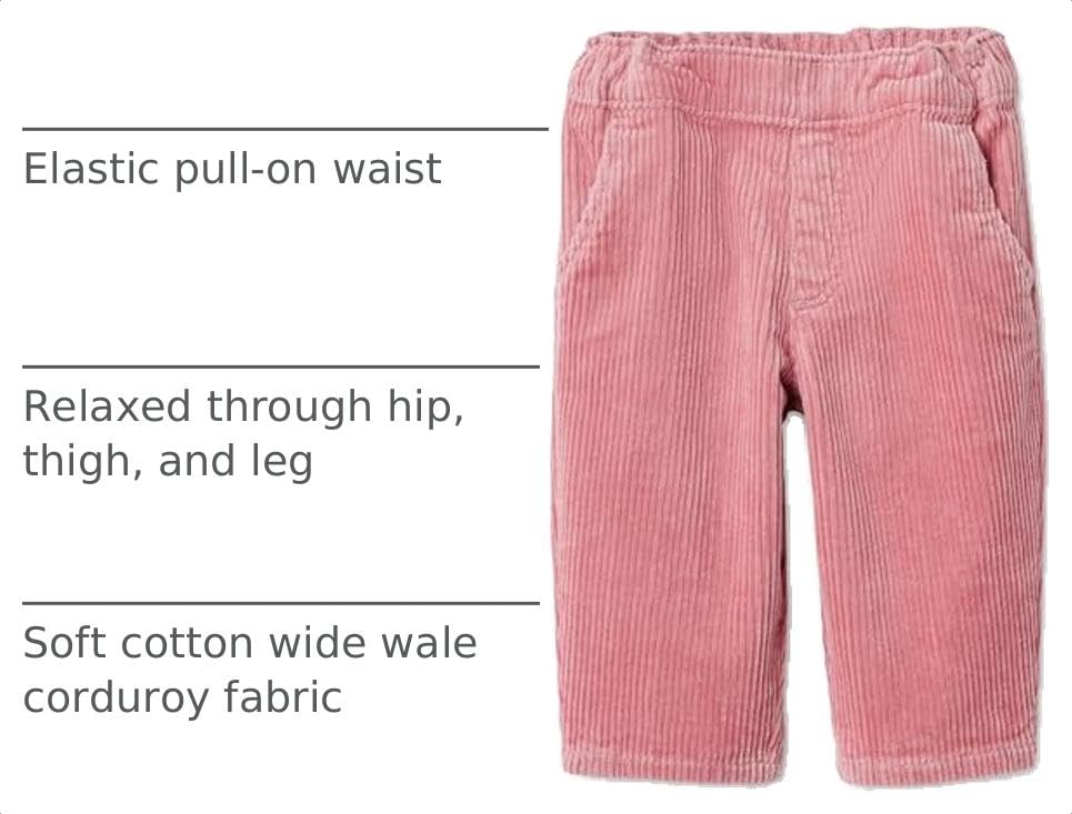 Amazon Essentials x Sofia Grainge Pantalón Pana Niña | Rosa Palo/Blush • Stretch • Cintura Elástica