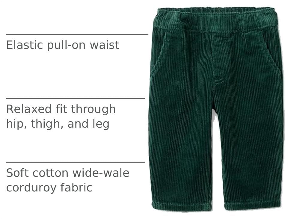 Amazon Essentials x Sofia Grainge Pantalón Pana Bebé/Niño | Verde Oscuro • Stretch • Cintura Elástica