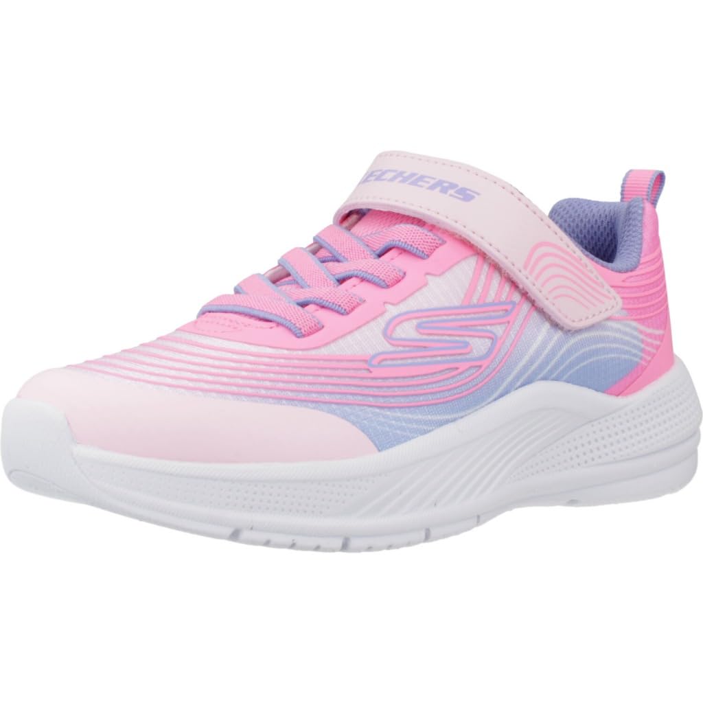 Skechers - Tenis Deportivos Girls' Microspec Advance con Cierre Adaptable y Lavables para Niña Rosa (Talla 21 - 26)