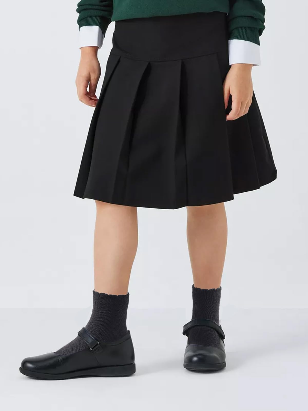 Cotton Day | Calcetines Niña Pack 5 Pares Festoneados Scallop Top Elegantes Negro Algodón Peinado Oeko-Tex Puntera Sin Costuras (4 - 12T)
