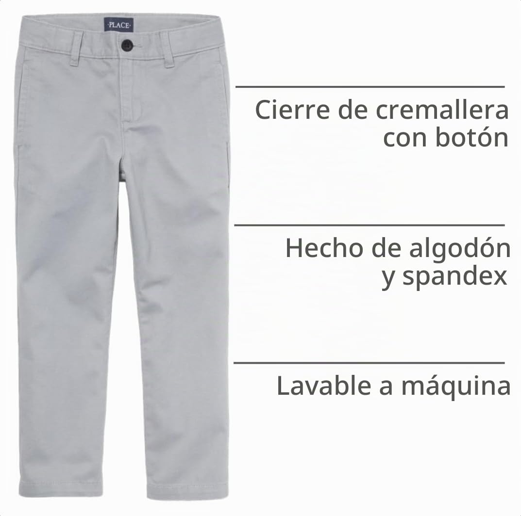 The Children's Place | Pantalón Chino Elástico Slim Gris Fin Gray Niño  (4T - 16T)
