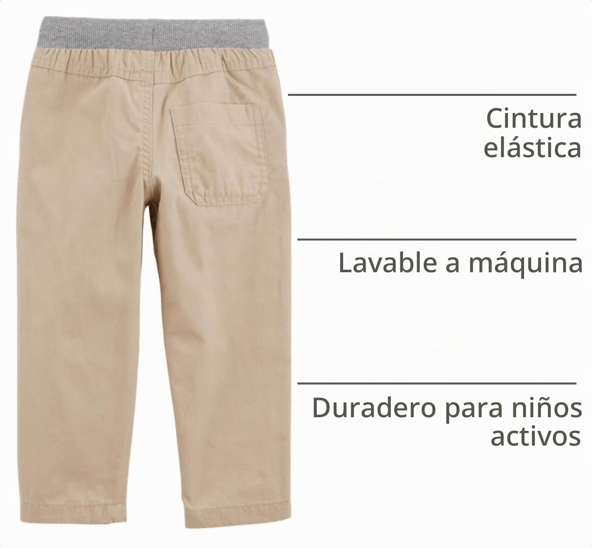 Simple Joys by Carter's Pack 2 Pantalones Pull-On Niño | Corte Cónico Clásico — Kaki Claro + Azul Marino • Cintura Elástica con Cordón
