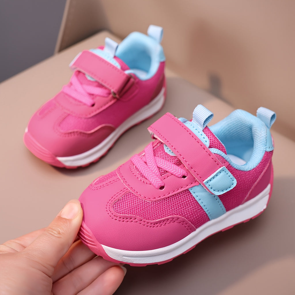Zapatillas Deportivas de Malla Transpirable para Bebés y Niños Pequeños en Color Rosa y Azul Claro con Cierre de Contacto y Suela Antideslizante (Ideales para Primeros Pasos) (Talla 20 - 25)