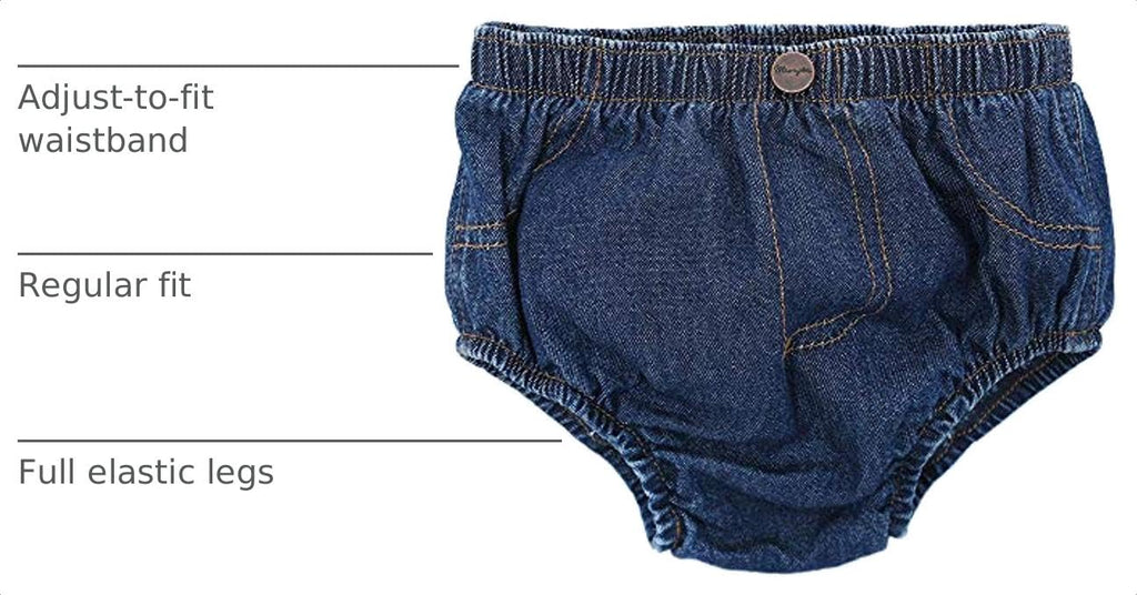 Wrangler | Funda para Pañal Bebé Denim Índigo Lavado Cintura Elástica Bolsillo Trasero Estilo Vaquero 3-24 Meses