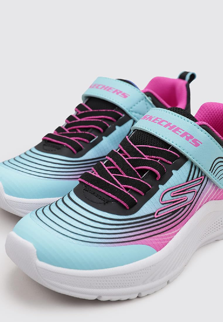 Skechers - Tenis Deportivos Girls' Microspec Advance con Cierre Adaptable y Lavables para Niña Agua/Púrpura (Talla 21 - 26)