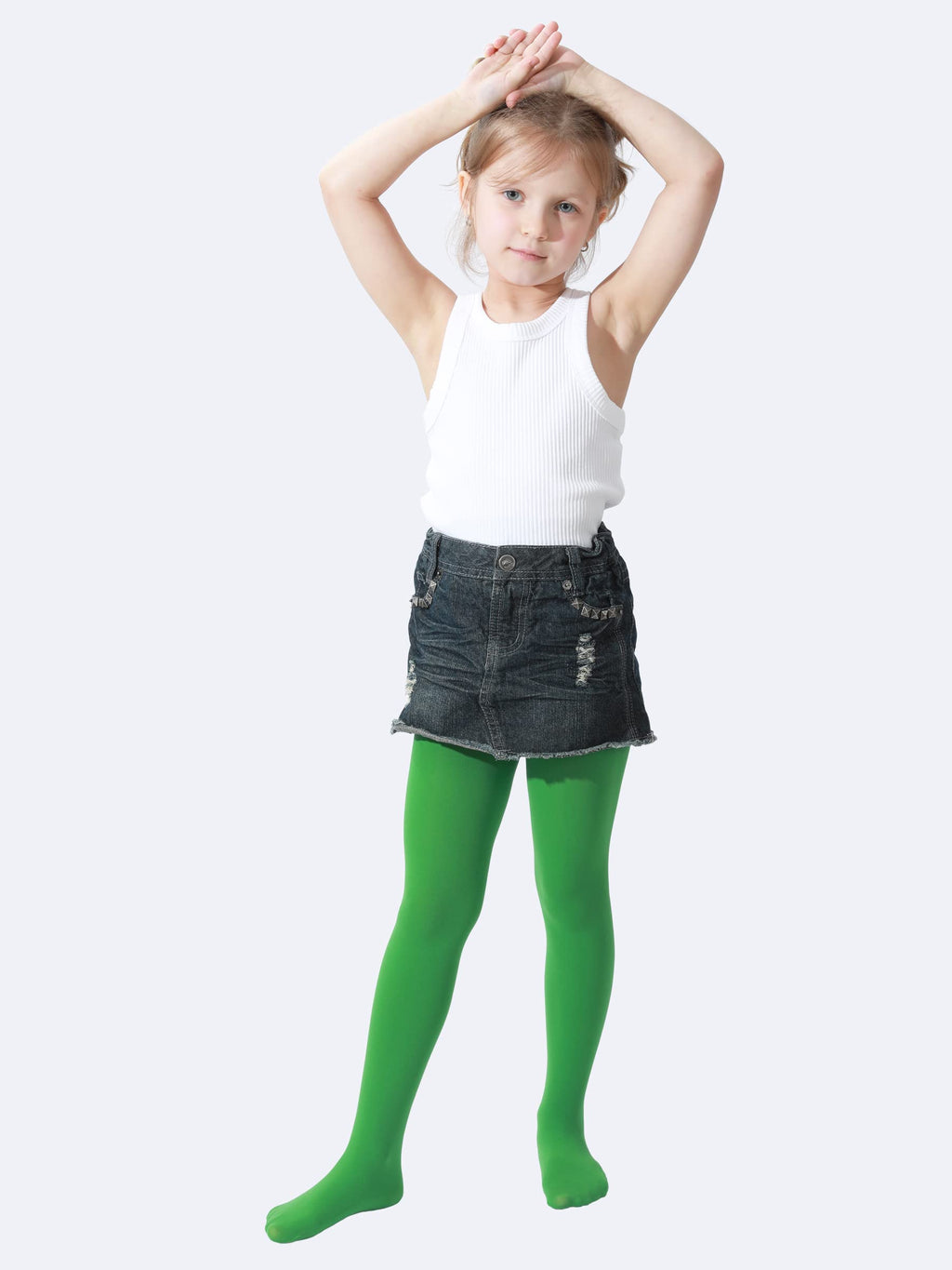 Mallas Ballet Nina 1 Par Opaco Ultra Suave Sin Costuras Nailon Elastano Verde Neon Lima Halloween Disfraz San Patricio  (2 - 13T)