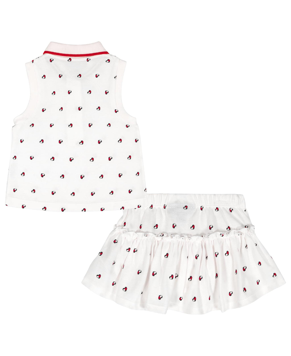 Conjunto 2 Piezas Tommy Hilfiger | Polo Sin Mangas + Skort | Logos Allover Blanco | Niña/Bebé (3M - 18M)
