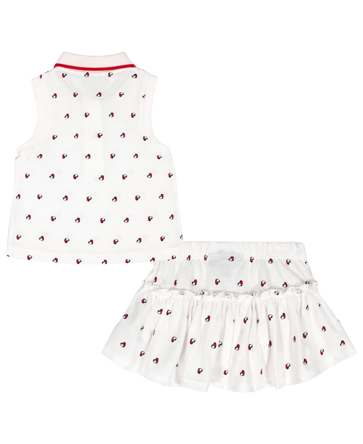 Conjunto 2 Piezas Tommy Hilfiger | Polo Sin Mangas + Skort | Logos Allover Blanco | Niña/Bebé (3M - 18M)