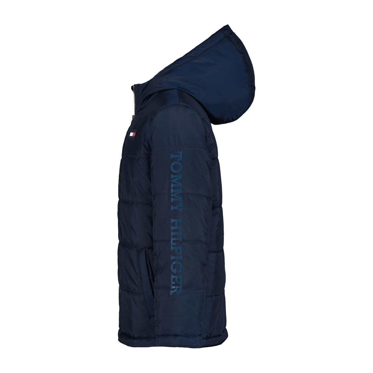 Chaqueta Puffer Heavyweight Tommy Hilfiger | Capucha Forro Micro Polar + Resistente al Agua | Navy | Niño (8T - 16T)