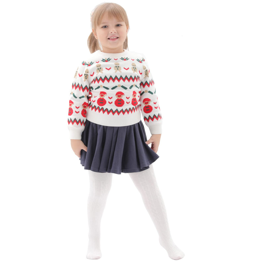 Pack 4 Mallas Punto Trenzado Cable Knit Mini Angel | Sin Costura + Algodón Peinado + Negro Blanco Rosa Gris | Bebé Niña 0-6 Años