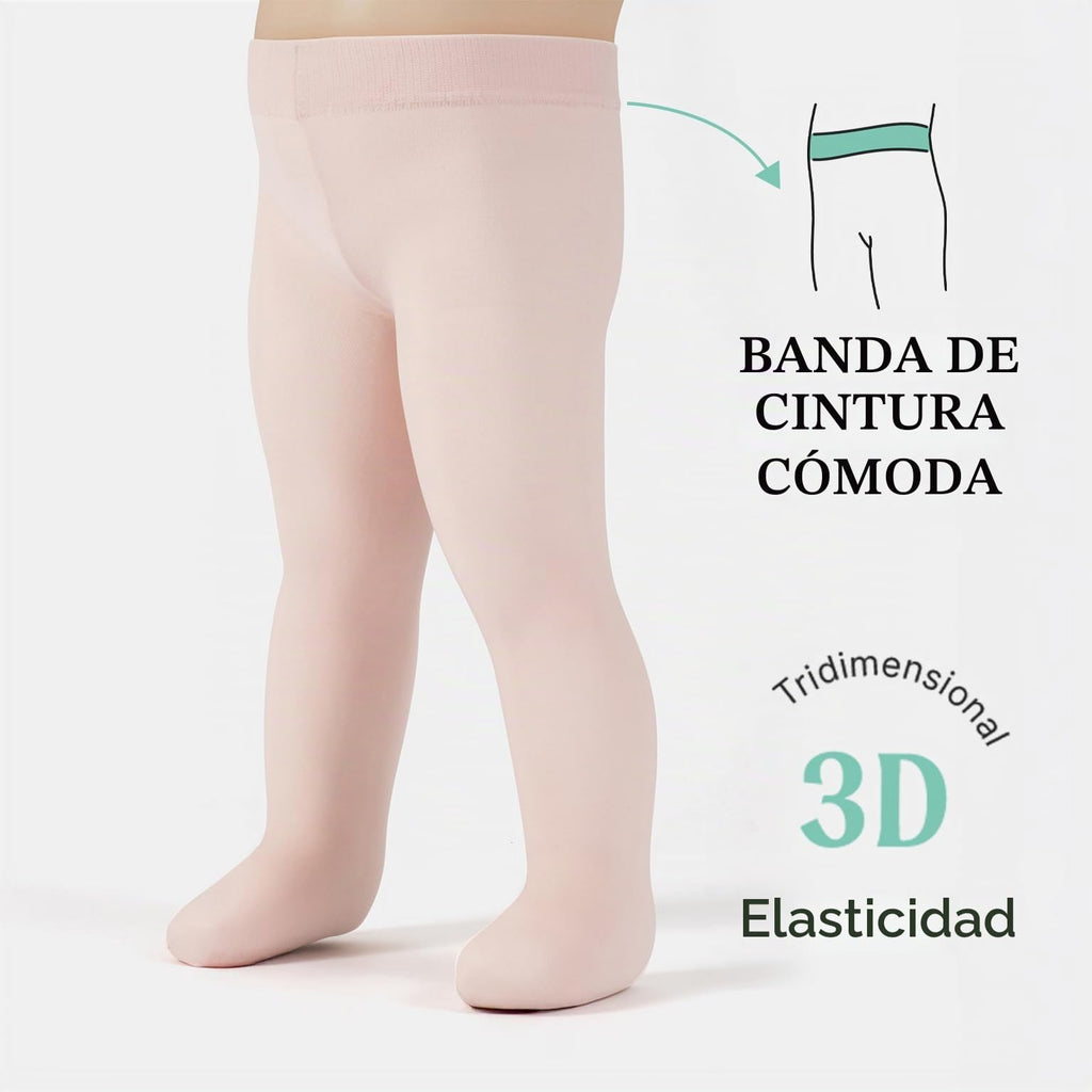 CALZITALY | Pantimedias Bebé Niña Pack 2 Microfibra 40 DEN Semiopacas Blanco Rosa