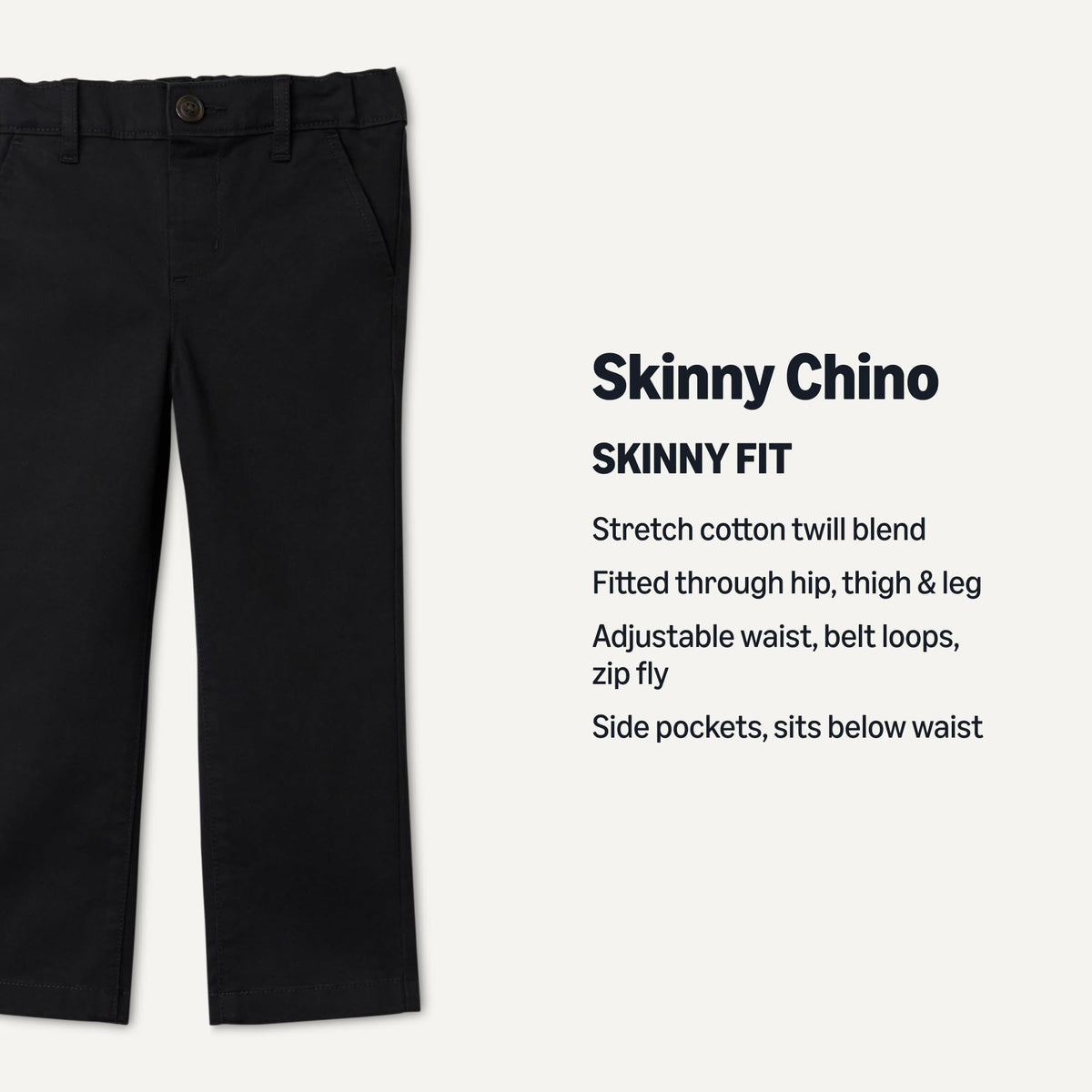 Amazon Essentials Pantalón Chino Niño | Negro • Ajustado • Cintura Elástica