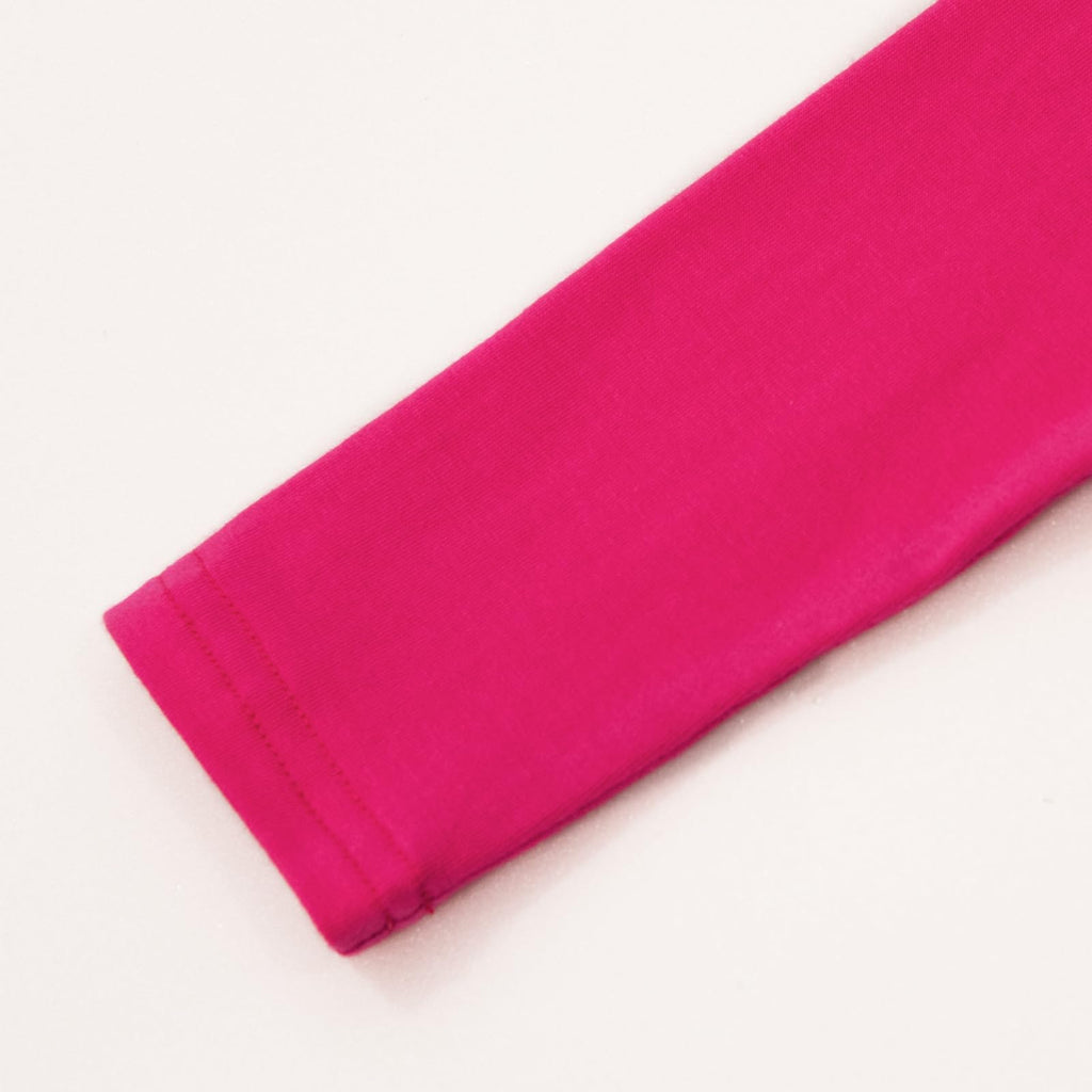 Top de Manga Larga con Corazón Galáctico para Niñas – Negro con Mangas Rosa Fucsia, Algodón  (2-12 Años )