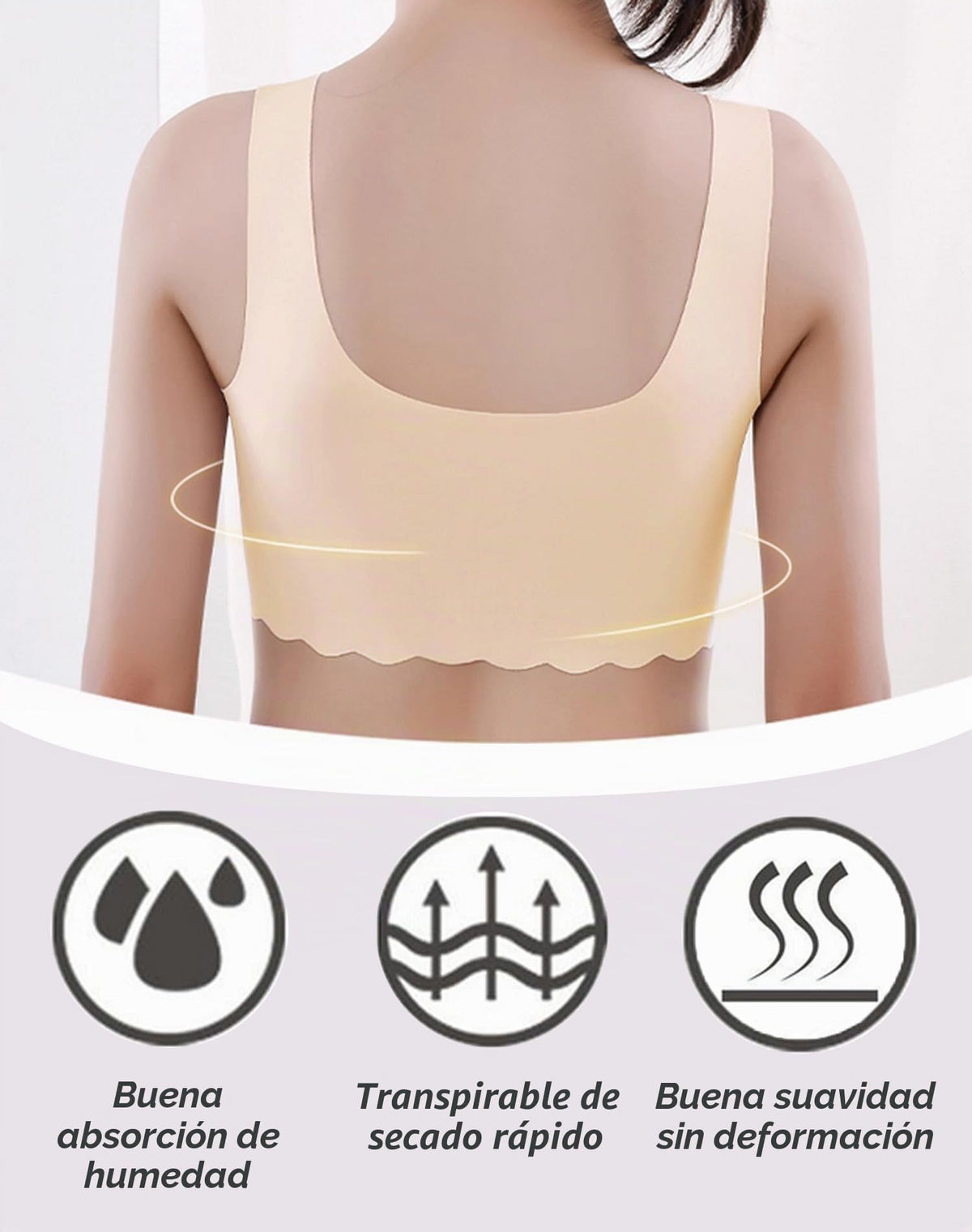 Brasier Sin Costuras Nina Pack 2 | 75% Nailon 25% Elastano | Relleno Extraible | Sin Aro | Borde Festoneado | Tono Piel + Negro  (10 - 16T)