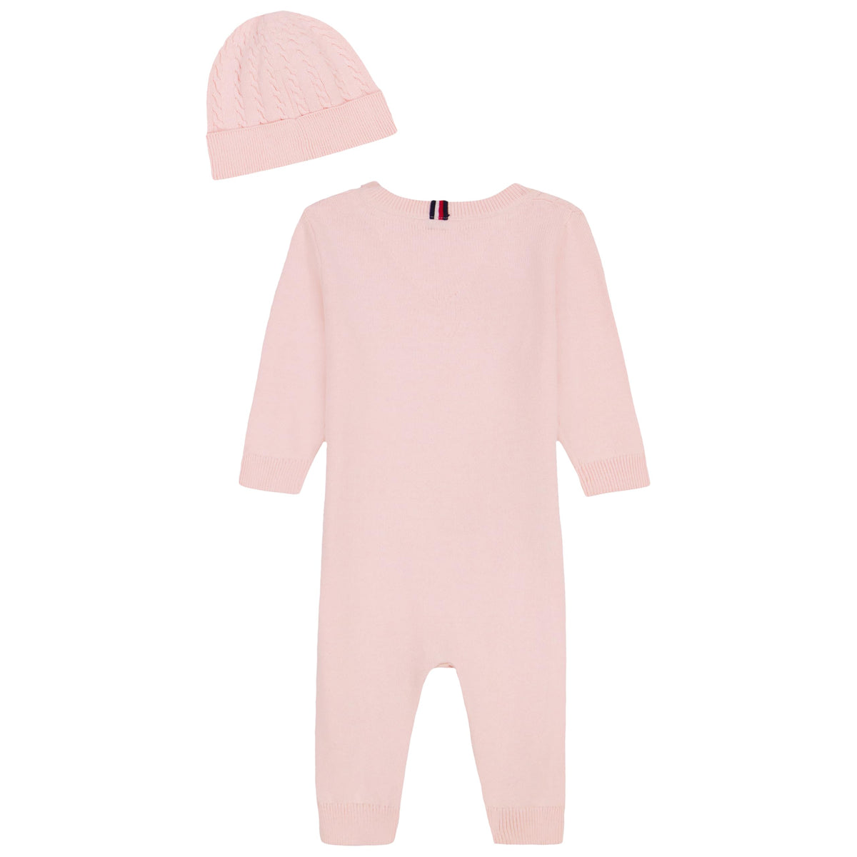 Overol Cable Knit con Gorra Tommy Hilfiger | Rosa Palo | Niña/Bebé (0M - 9M)