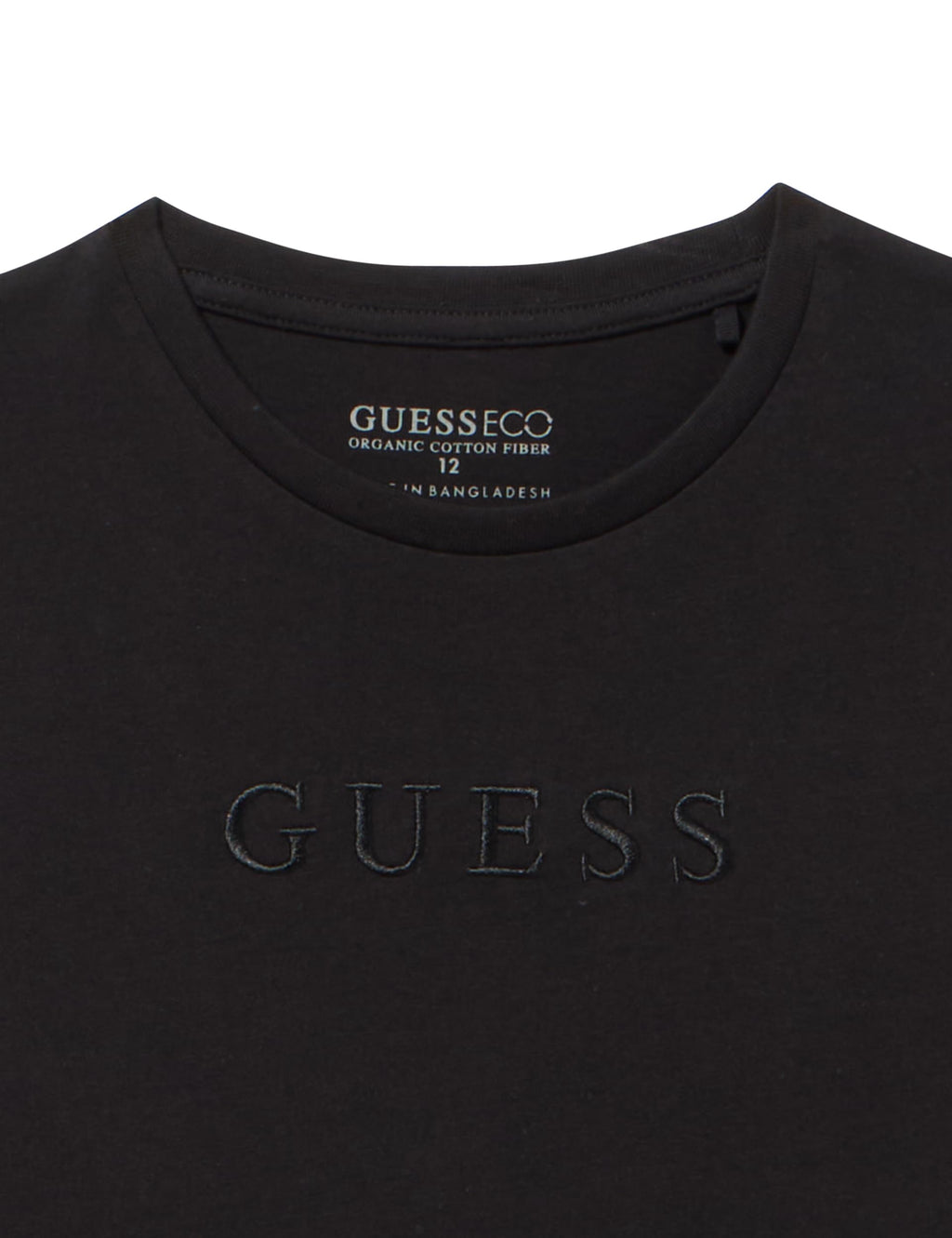 GUESS | Camiseta Algodón Orgánico Logo Bordado Negro Niño (8T - 14T) (Copia)