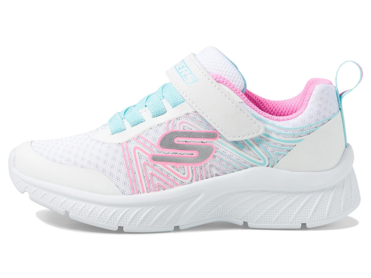 Skechers - Tenis Deportivos Girls' Microspec Advance con Cierre Adaptable y Lavables para Niña (Blanco/Fucsia/Azul) (Talla 27 - 36)