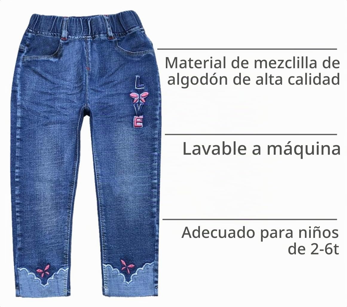 Jean para Niña Bordado LOVE con Mariposas