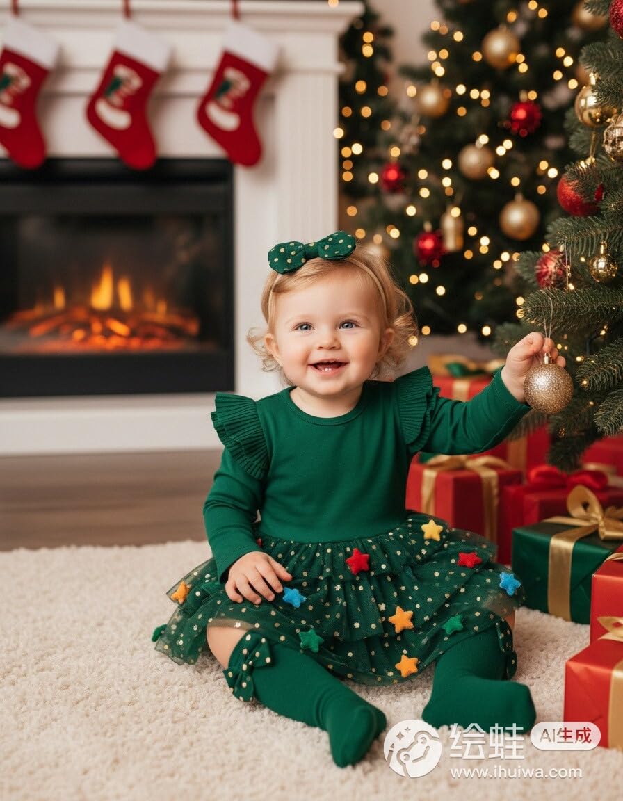 My First Christmas | Mameluco Tutú Estrellas Bebé Niña - Verde