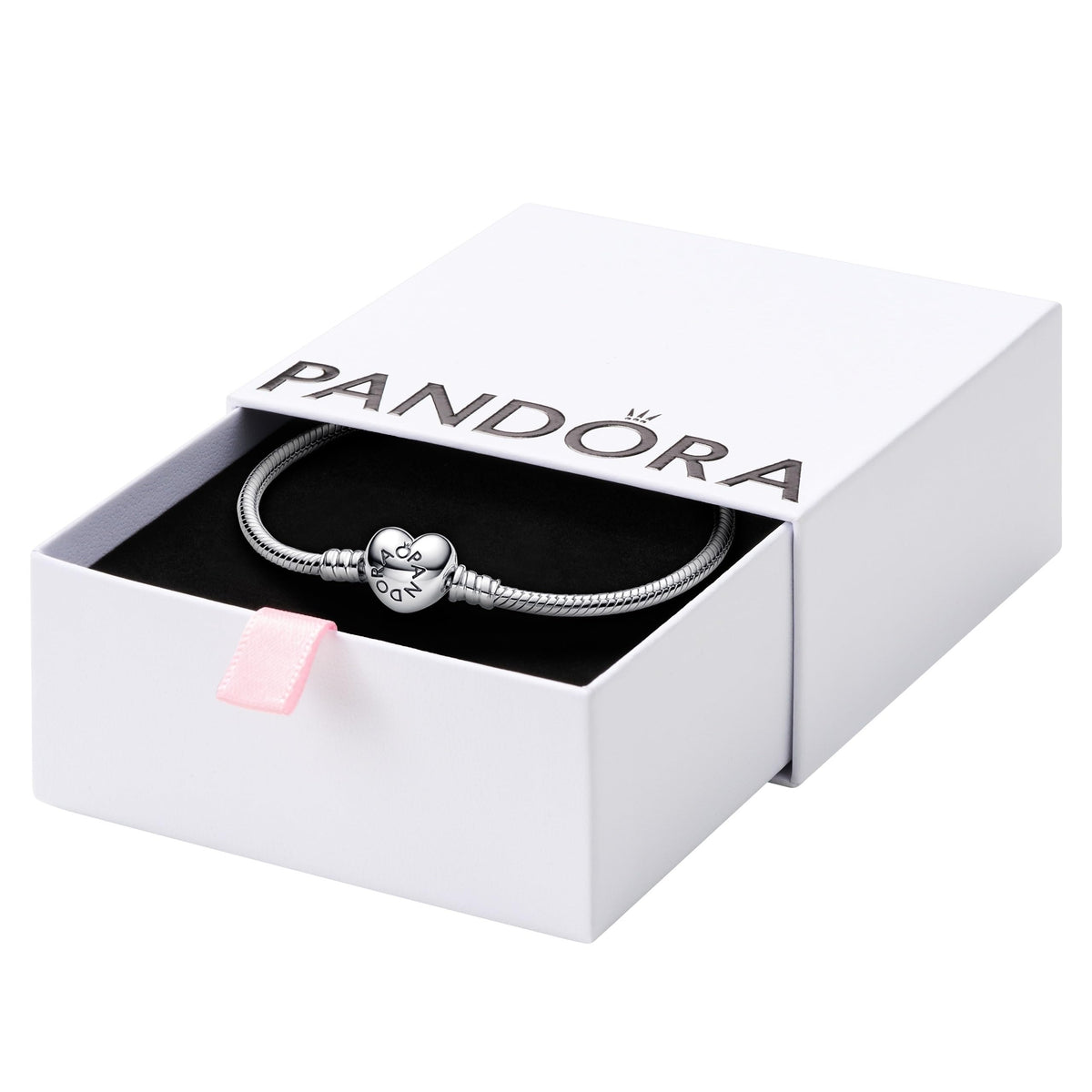 Pulsera Pandora Moments Cadena Serpiente con Cierre de Corazón  Plata de ley