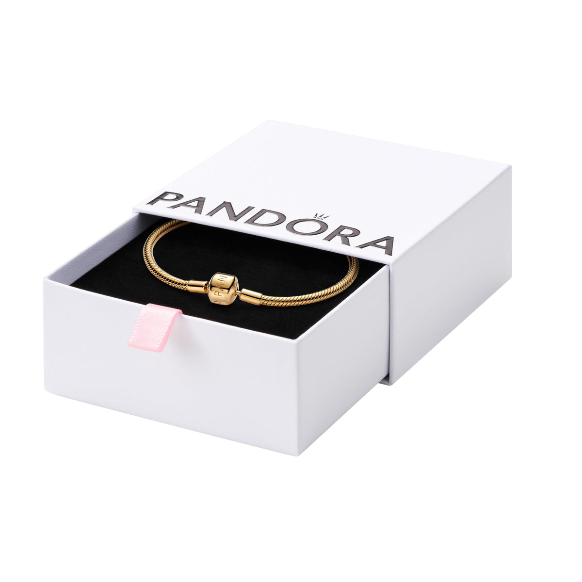 Pulsera PANDORA Moments Cadena Serpiente con Cierre de Barril · Baño de Oro