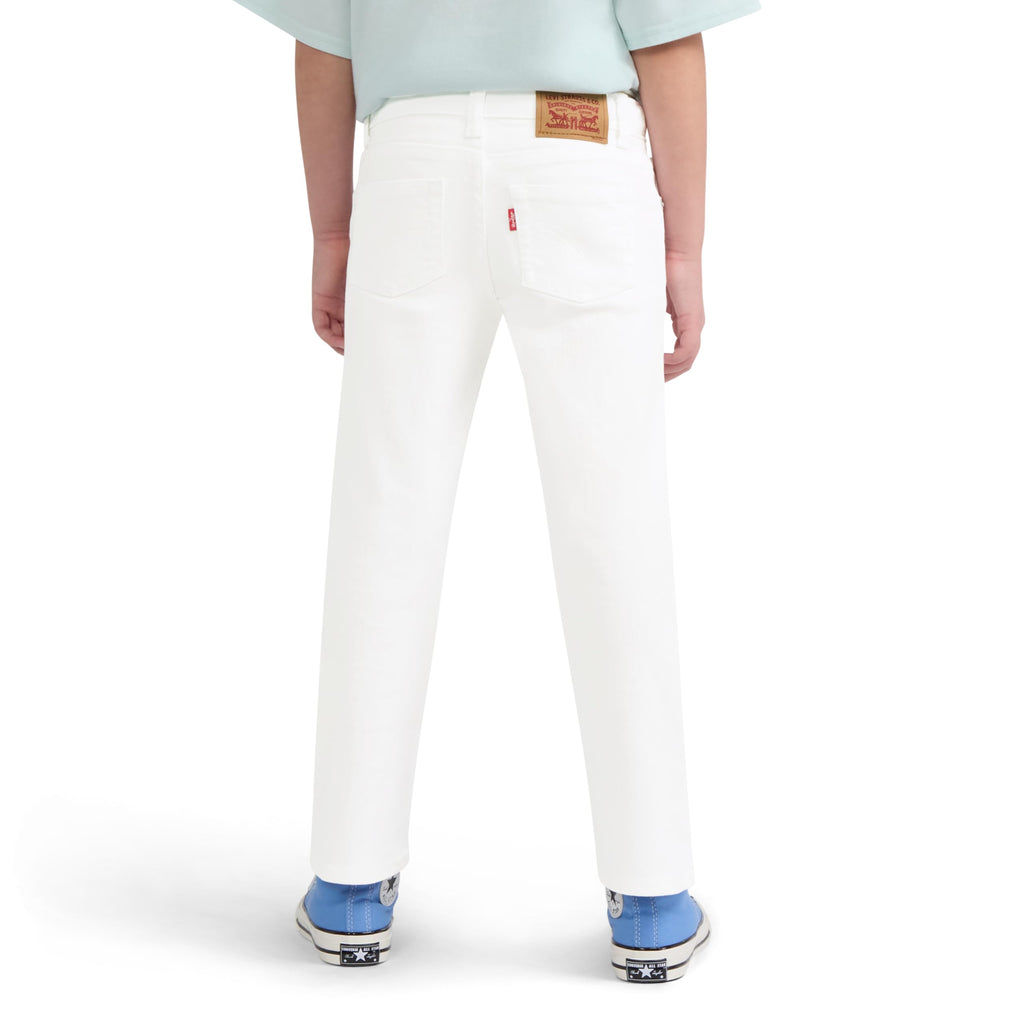 Jean Bootcut Tiro Alto Levi's | Blanco Puro + Parche Cuero Completo + Cintura Ajustable | Niña (4T - 16T)