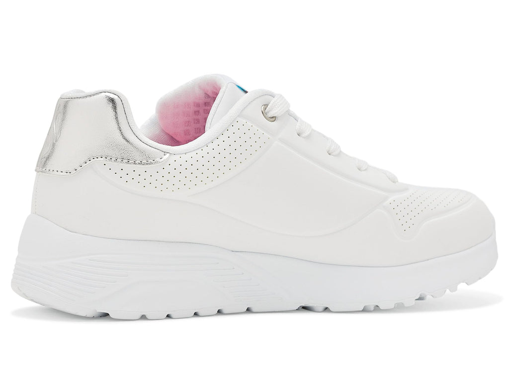 Skechers - Tenis Deportivos Uno Lite - Charming Lite con Detalle de Pulsera de Dijes para Niña (Blanco/Platead) (Talla 27 - 40)