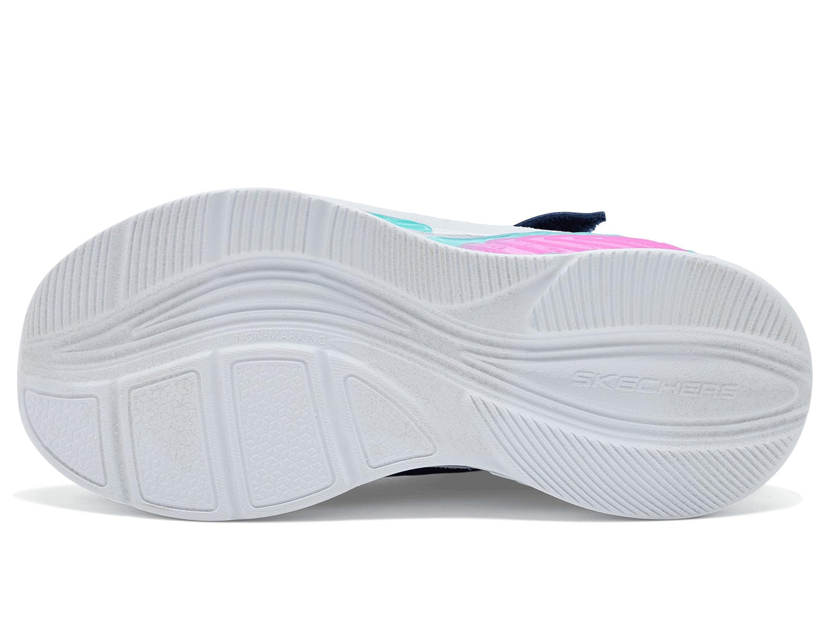 Skechers - Tenis Deportivos con Luces LED Kids' Cosmic Glow 2.0 con Cierre Adaptable para Niña (Azul Marino/Multicolor) (Talla 27 - 35)