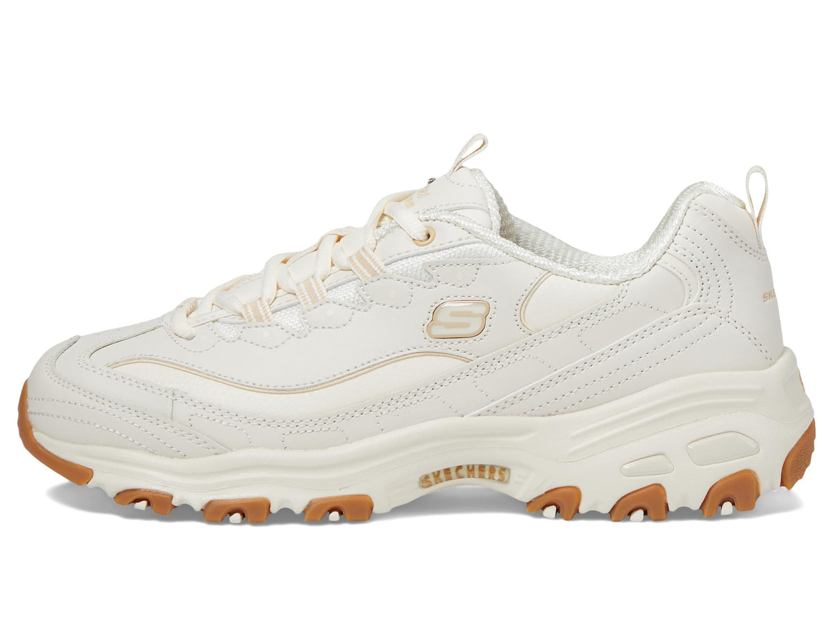 Skechers - Tenis Deportivos de Moda D'Lites Good Neutral con Plantilla de Espuma Viscoelástica para Mujer (Blanco Sucio/Marfil) (Talla Adulta 35 - 41)