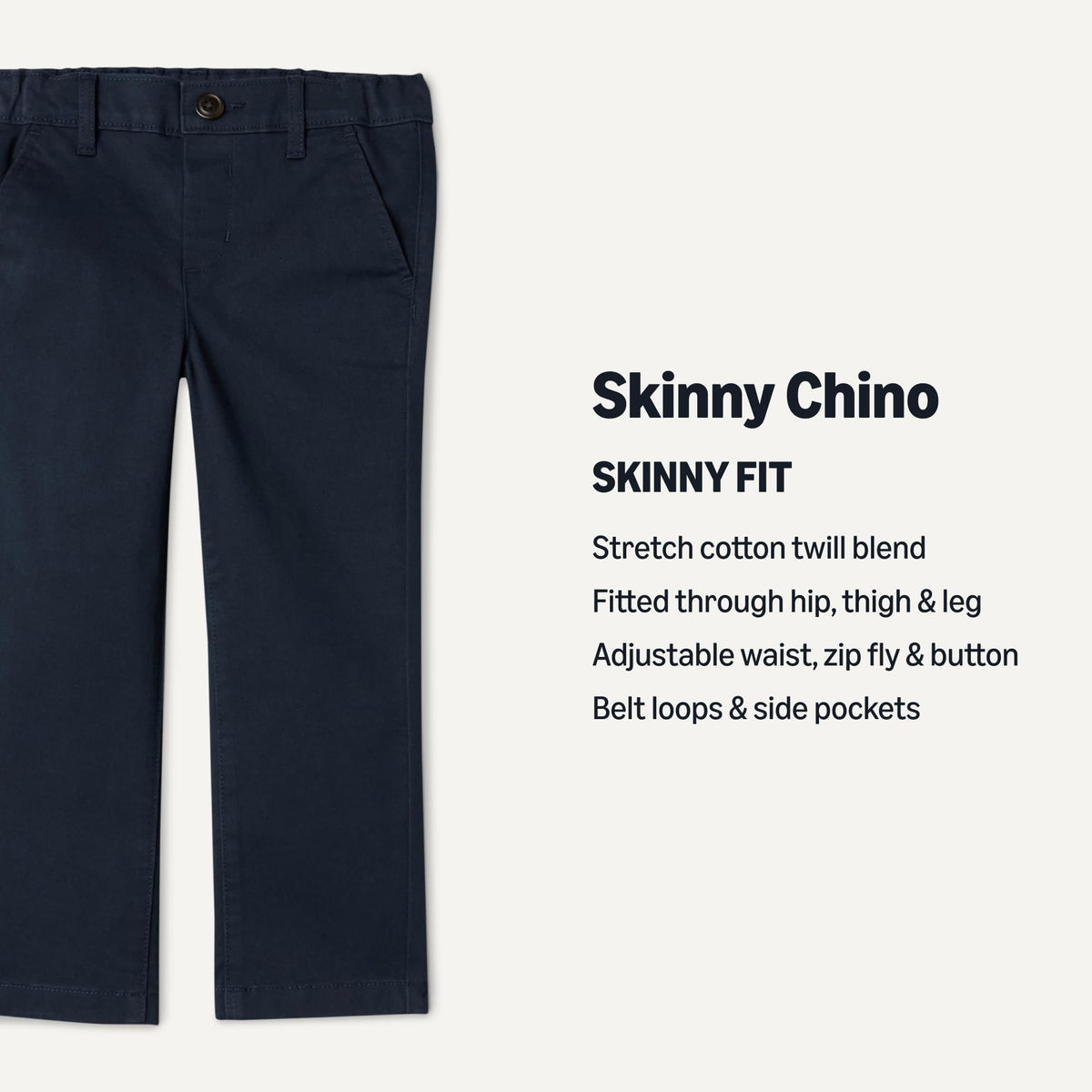 Amazon Essentials Pantalón Chino Niño | Azul Marino • Ajustado • Cintura Elástica