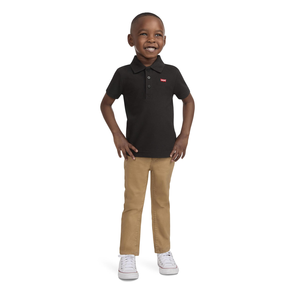 Levi's | Polo Manga Corta Sólido Negro Niño (4T - 7T)
